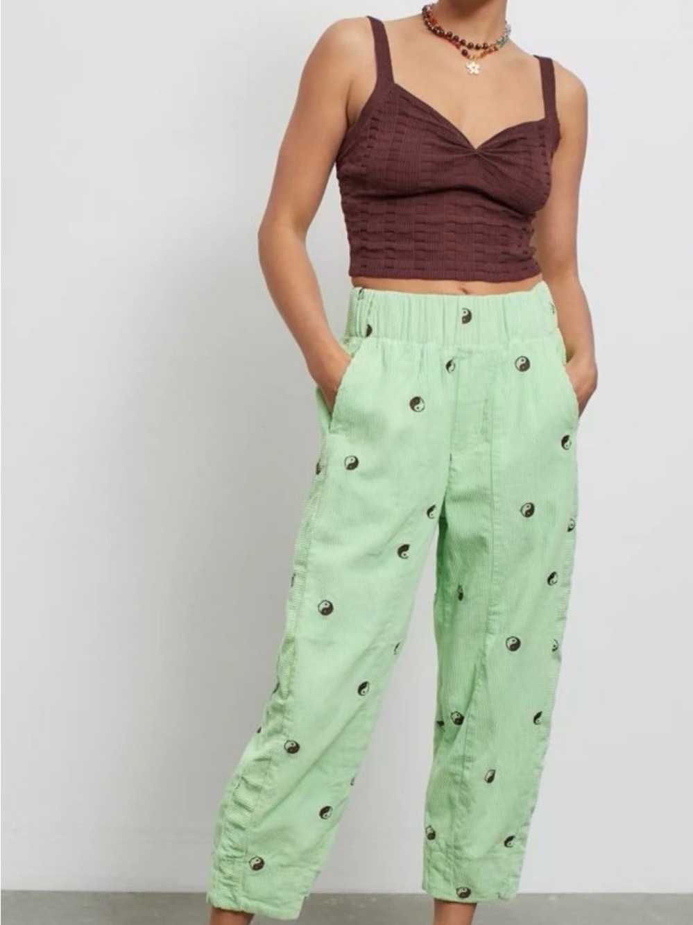 BDG Mint Green Embroidered Ankle Pants